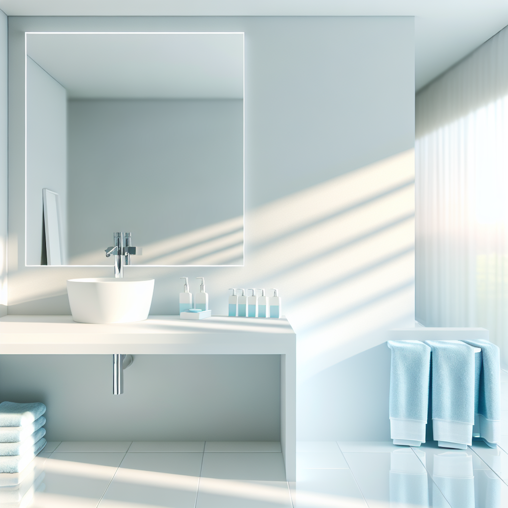 Morning hygiene routine in clean bathroom